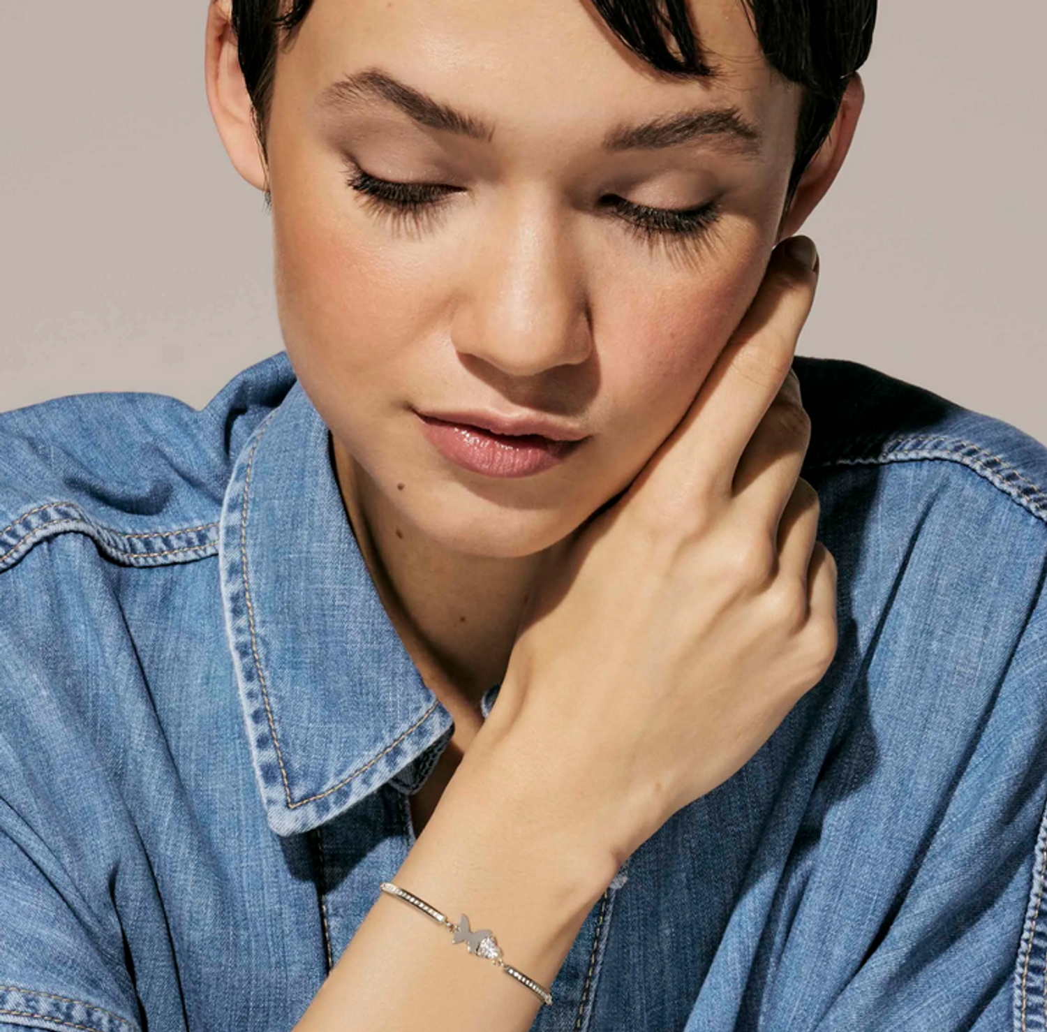 Bransoletka Milleluci Motylek i Serce – 028019 010 - stal nierdzewna, cyrkonie, regulowana.jpg